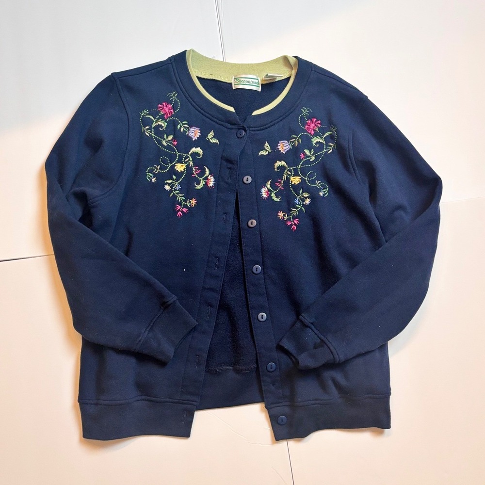 Vintage Shenanigans 90s Grandmacore Floral Embroidered Button Cardigan‎ M Spring